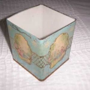 Arnott Morrow 'Victorian scenes', sky-blue, 1½ lbs. Biscuit Caddy Tin, c.1950's - no lid