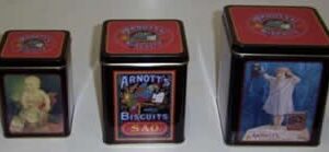 Arnott's 'early ads.', set of 3, square, Kitchen Canister Tins
