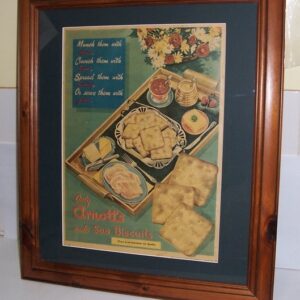 Arnott's 'Sao Biscuits', original A-3 size, framed magazine Advertisement c.1955