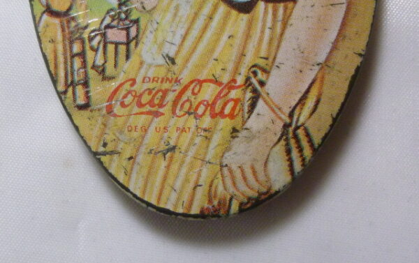 'DRINK Coca-Cola', (Girl drinking Coke), pocket advertising Mirror, c.1920's - super rare! - Image 3