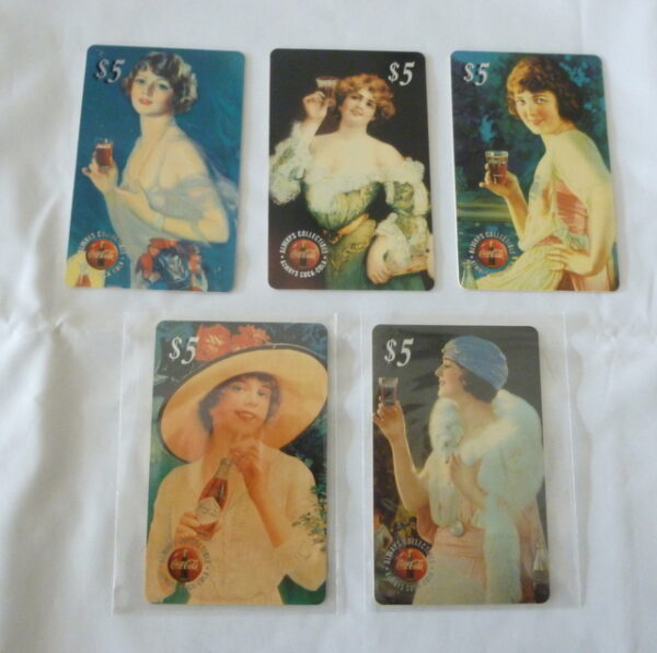 vintage Coca-Cola $5 'SPRINT Phone Card', full set of 5 cards, c.1996