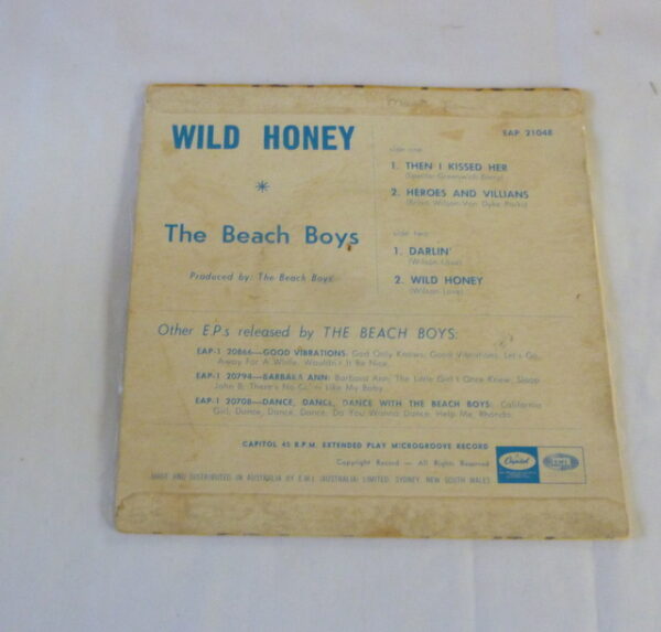 Beach Boys 'WILD HONEY', EP Record, on Capitol label, c.1965 - Image 3