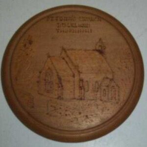 'St. John's Church, Tasmania', pokerworked Plaque or Teapot Stan