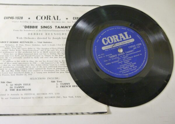 Debbie Reynolds 'Debbie Sings Tammy', 45 rpm EP Record, on CORAL Label