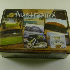 Unibic 'Australia', 'Postcards from Australia', 500g. ANZAC Biscuit Tin, c.2007 - rare early version