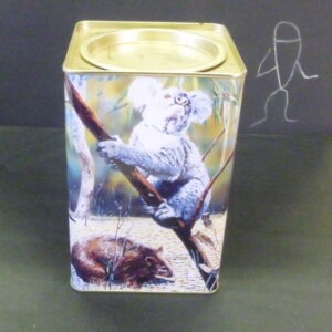 'Australian Animals', square Biscuit Canister Tin, c.1990's