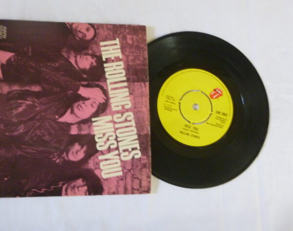 vintage Rolling Stones 'Miss You' and 'Far Away Eyes', Single vinyl Record, in PC, c.1978 - Image 4