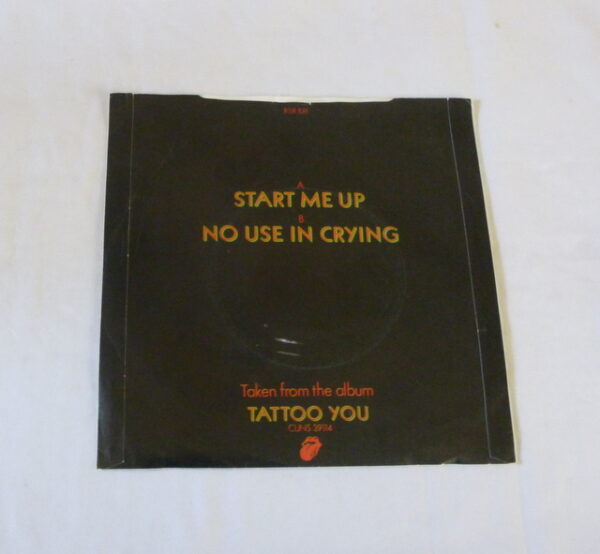 vintage Rolling Stones 'START ME UP' and 'NO USE IN CRYING', Single vinyl Record, c.1981 - Image 3