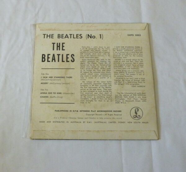 vintage Beatles 'the beatles No. 1', EP Record, in PC, AU  c.1964 - Image 3