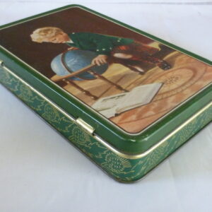 MacRobertson's 'Study' (boy studying world globe), rectangular Sweets Tin, c.1960's