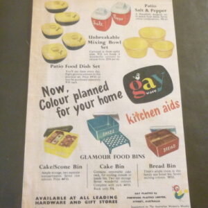 gay ware "Kitchen aids", magazine advert, c.1959