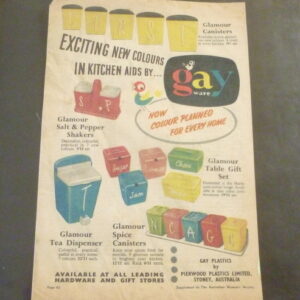 gay ware "Now colour planned for every home", magazine advert, c.1960's