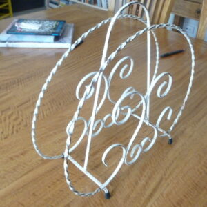 vintage Record Rack for your vinyls, Retro, in scrolled, wrought metal, c.1960's