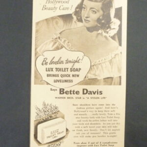 LUX Toilet Soap, 'Says Bette Davis', original magazine Advert, c.1950's