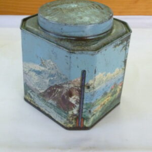 vintage Bushells 'New Zealand scenes', Deco, 1 lb. octagonal Tea Tin, c.1950's