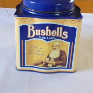 Bushells 'early Australian ads.', blue on pink, 250g.Tea Tin, c.1983