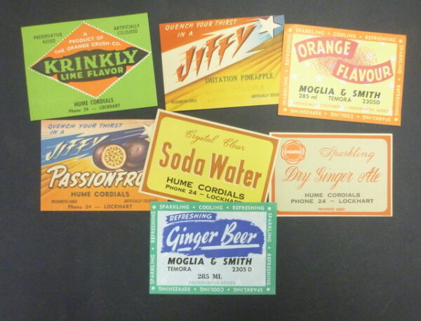 Riverina NSW brands, set of 7, Soft Drink bottle, paper labels, c.1960's - Image 3
