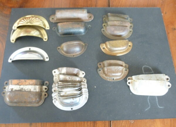 Cabinet drawer, pull shell handle, Deco, variety of 30 or so, c.1950's