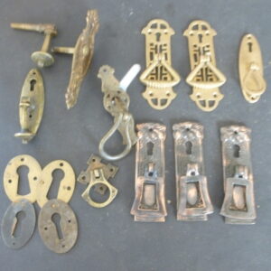 Wardrobe pull handles and escutcheons, Deco, variety of 12, c.1950's