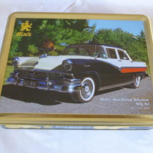 Mac's Shortbread '1957 Ford V8 Customline Sedan',  rect. 500g. Biscuit Tin - rare issue!