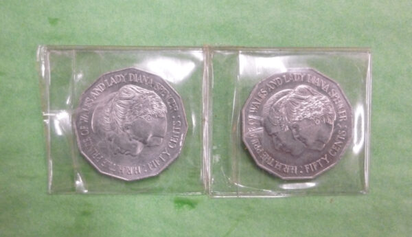 Australian 50c Coin, uncirculated, for 'Prince Charles and Lady Diana's Wedding'  x 2, c.1981 - Image 3