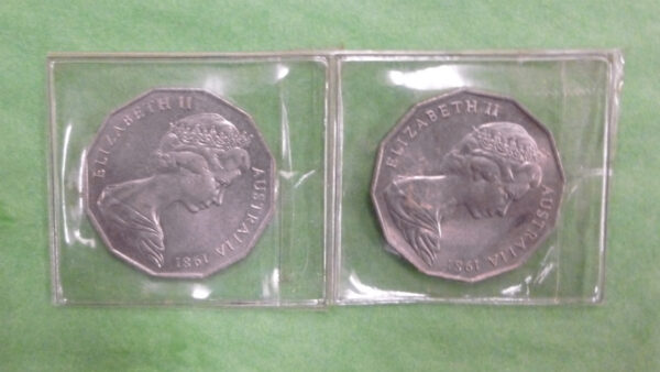 Australian 50c Coin, uncirculated, for 'Prince Charles and Lady Diana's Wedding'  x 2, c.1981 - Image 4