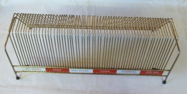vintage Record Rack, 40 cm long, Retro, in brass-plated wire, c.1960's - Image 6