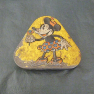 very vintage Pascall Sweets, Disney's 'Minnie Mouse', triangular Toffees Tin, c.1930's