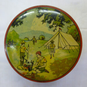 vintage SWALLOW and ARIELL'S. 'Scouting', 3oz. Biscuit Tin, c.1940's